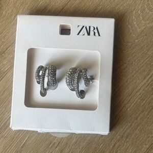 Zara Sparkling Silver Hoop Earrings